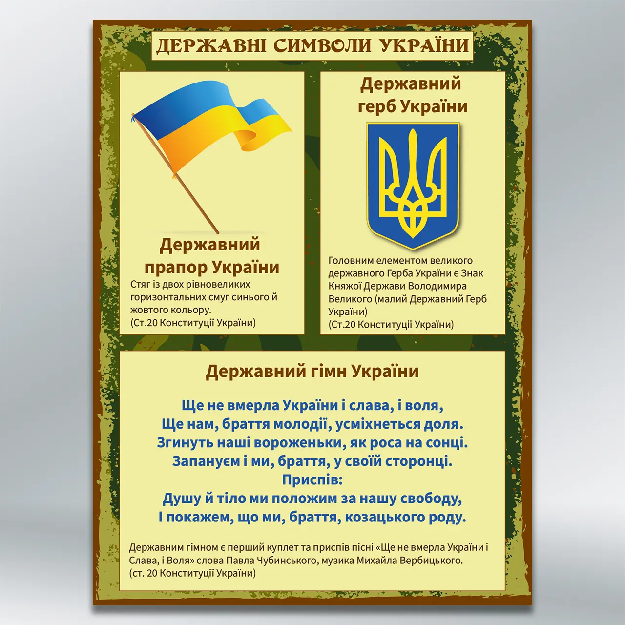 Стенд Державні символи України 450х600 мм ПВХ 3 мм без лам