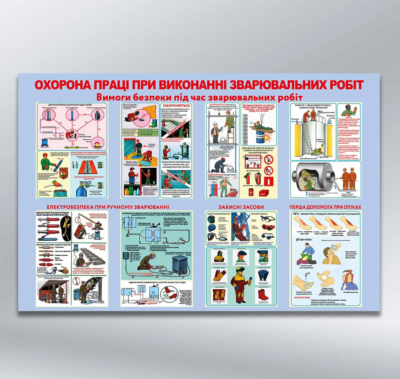 Стенд Охорона праці при виконанні зварювальних робіт 1220х800 мм ПВХ 3 мм без лам