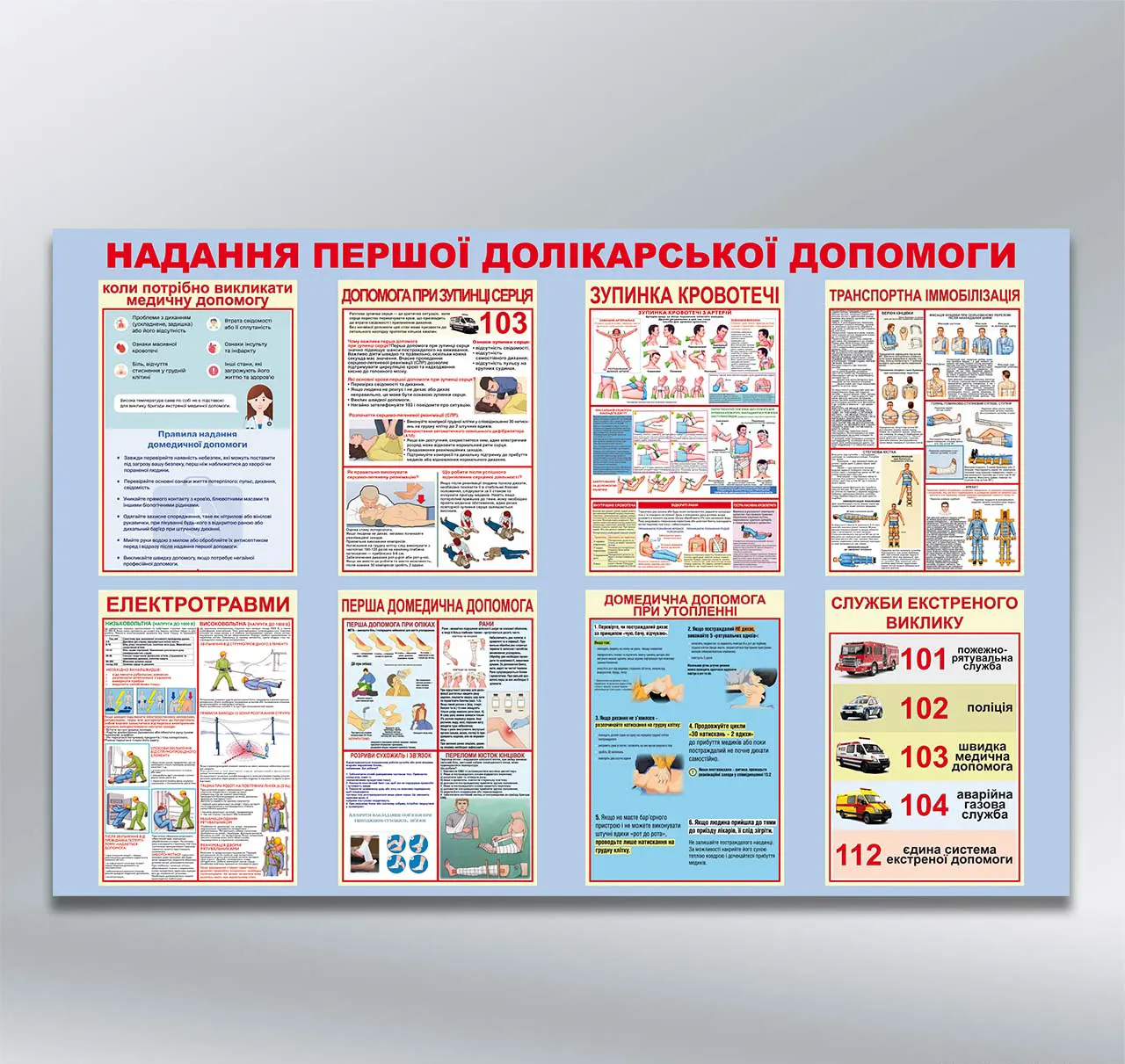Стенд Надання першої долікарської допомоги 1220х800 мм ПВХ 3 мм з лам