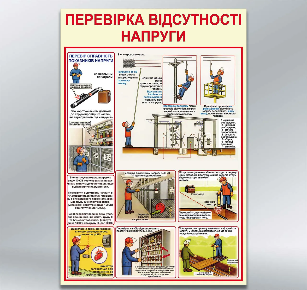 Стенд Перевірка відсутності напруги 410х610 мм ПВХ 3 мм без лам